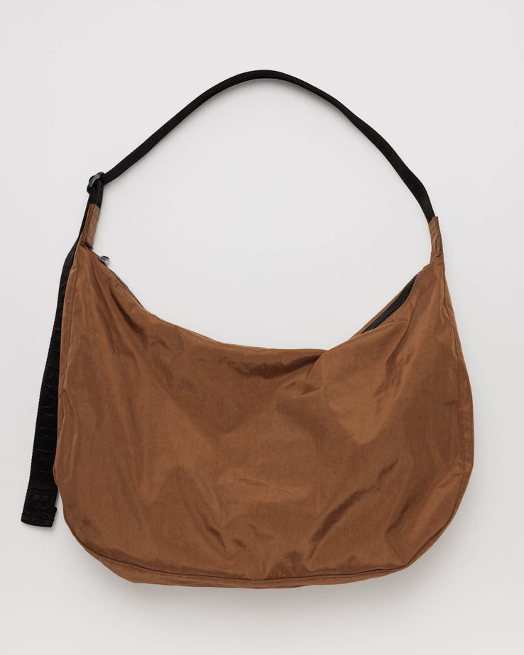 Large Nylon Crescent Bag in Brown