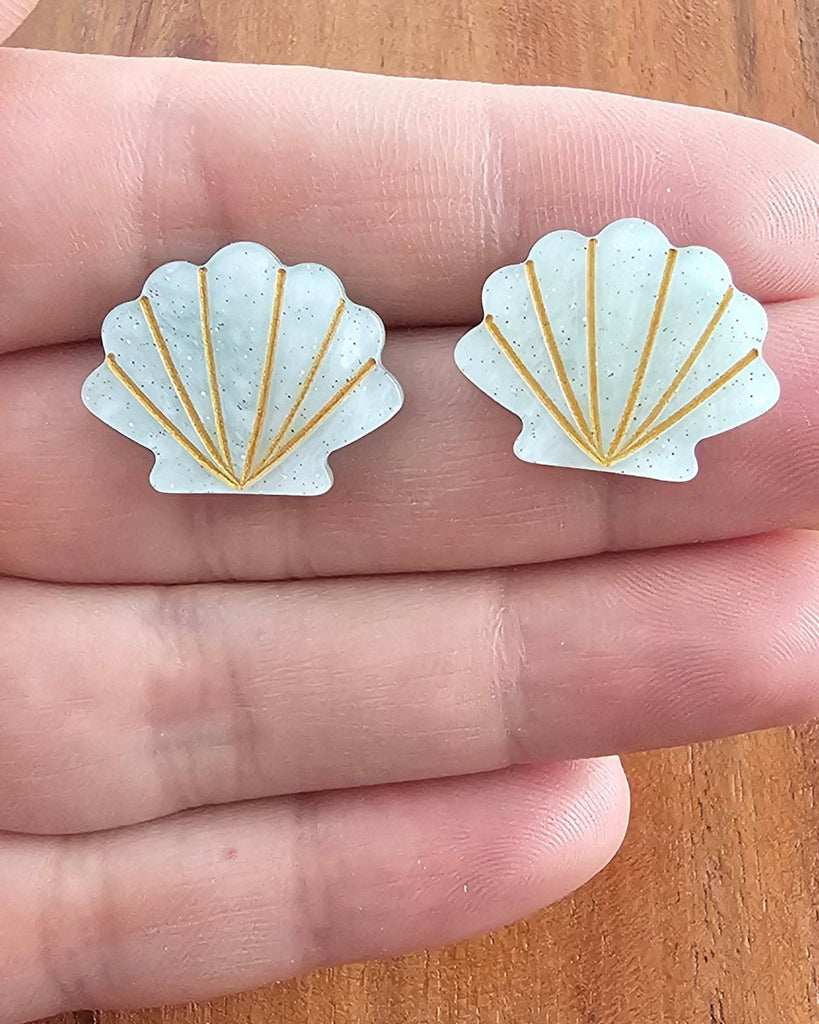 Seashell Studs - Seafoam Pearl