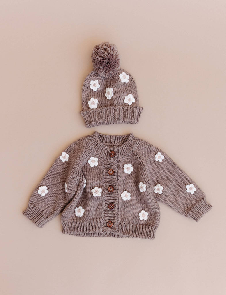 Flower Cardigan in Tan
