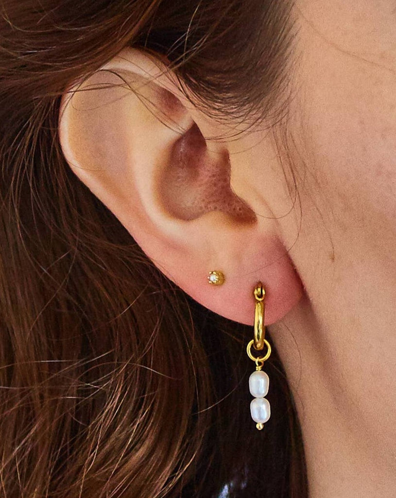 Double Pearl Hoop Earrings