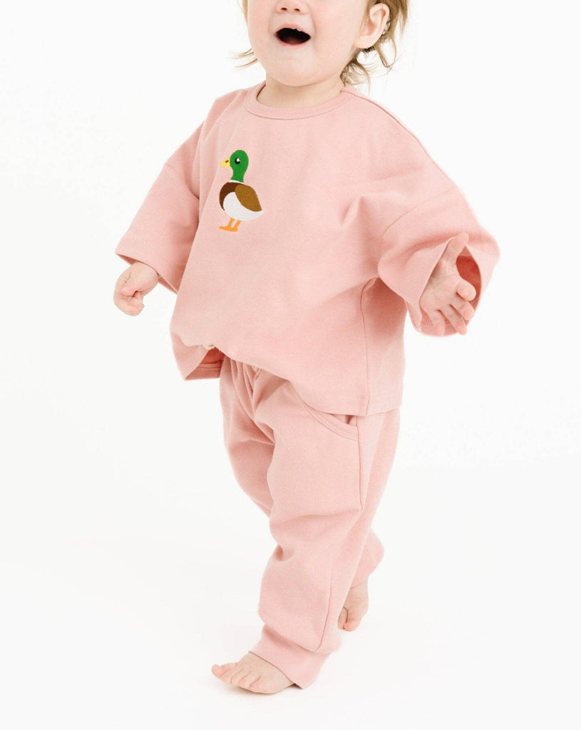 Pink Duck Embroidered Cozy Set