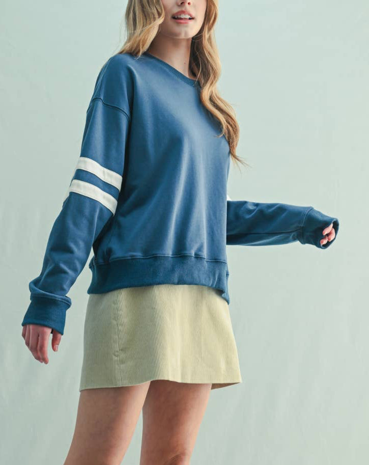 Varsity Striped Knit  in Blue