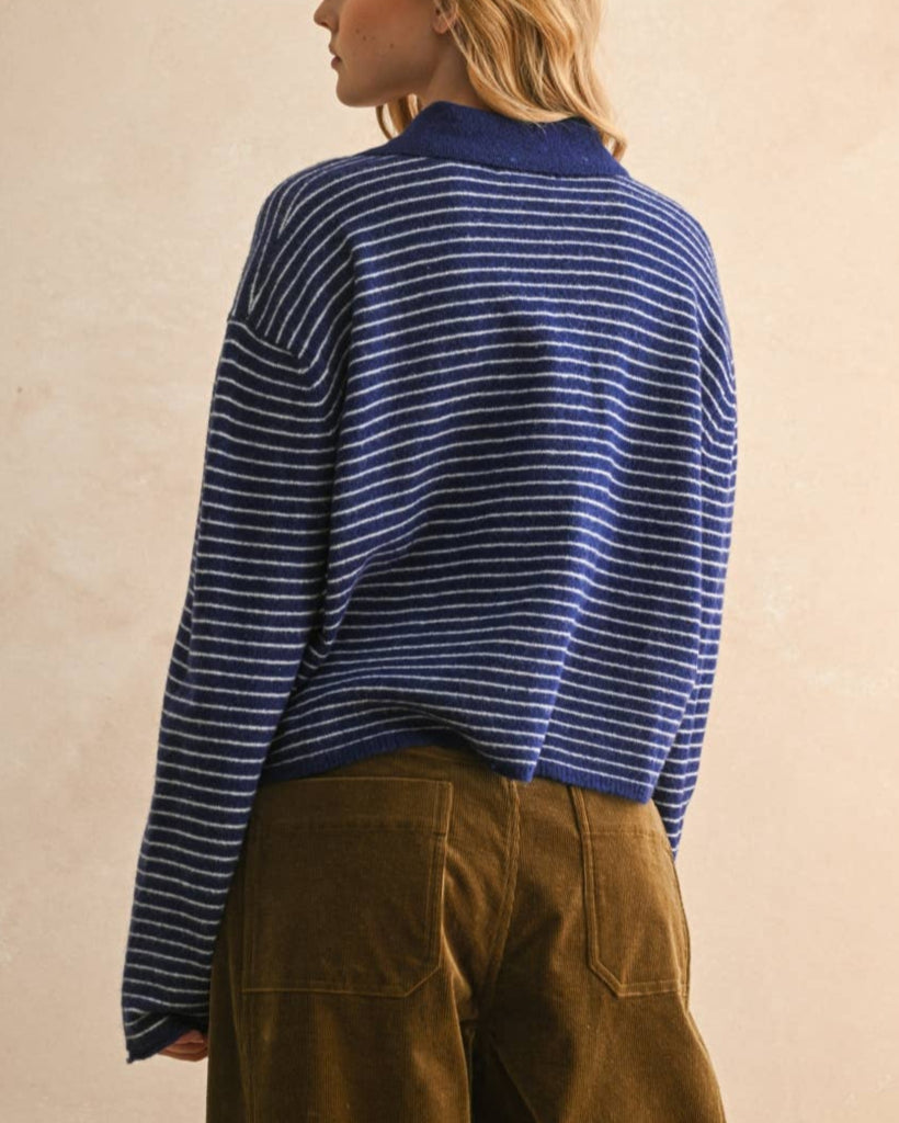 Stripe Knitted Top in Blue/White