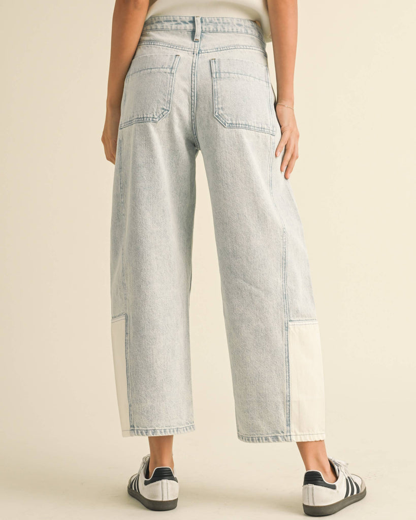 Denim Combo Barrel Pants
