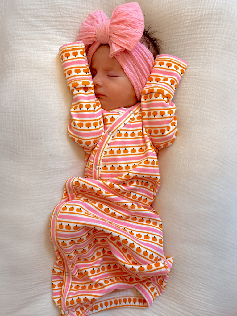Gown in Pumpkin Stripe Pink