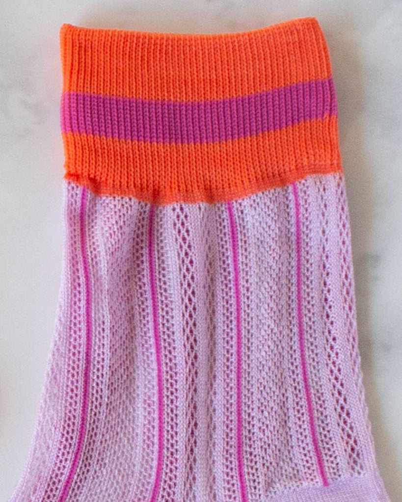Ankle Mesh Striped Socks