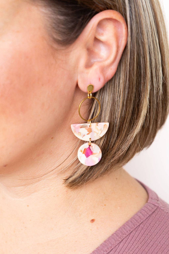 Wren Earrrings in Peachy Pink