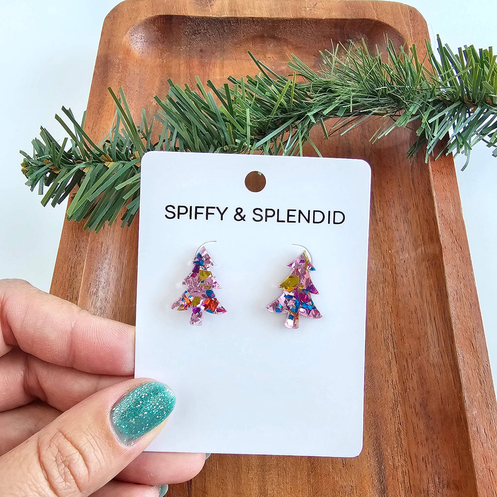 Christmas Tree Studs - Light Pink