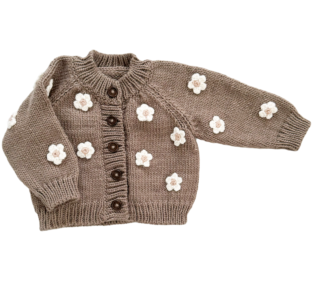 Flower Cardigan in Tan