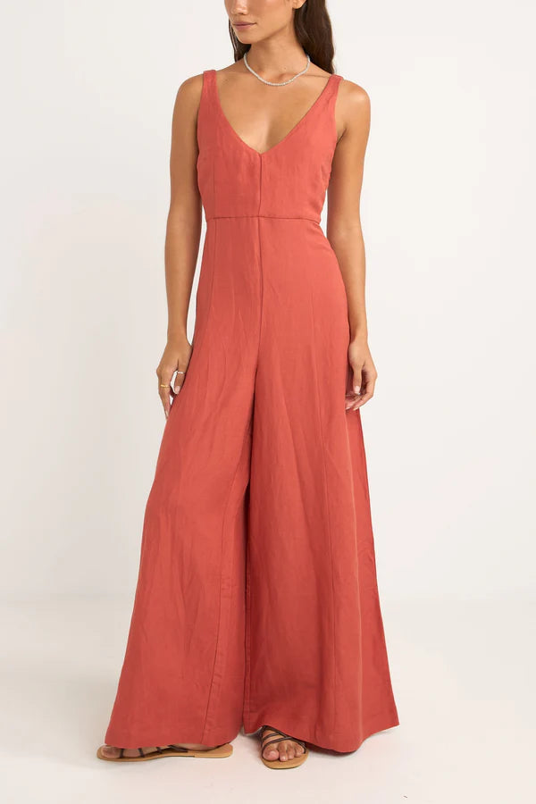 Kiki Wide Leg Jumpsuit in Nectar