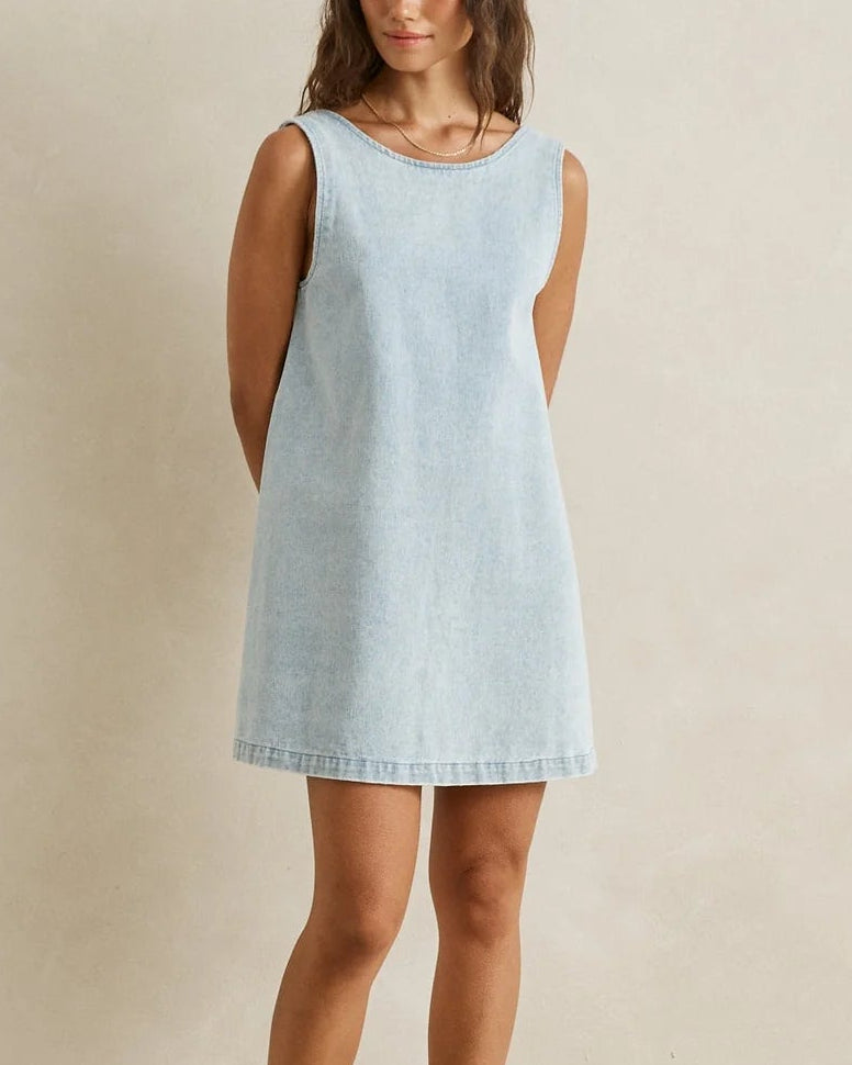 Riley Denim Mini Dress in Light Wash