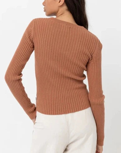 Classic Knit Long Sleeve Top in Cinnamon