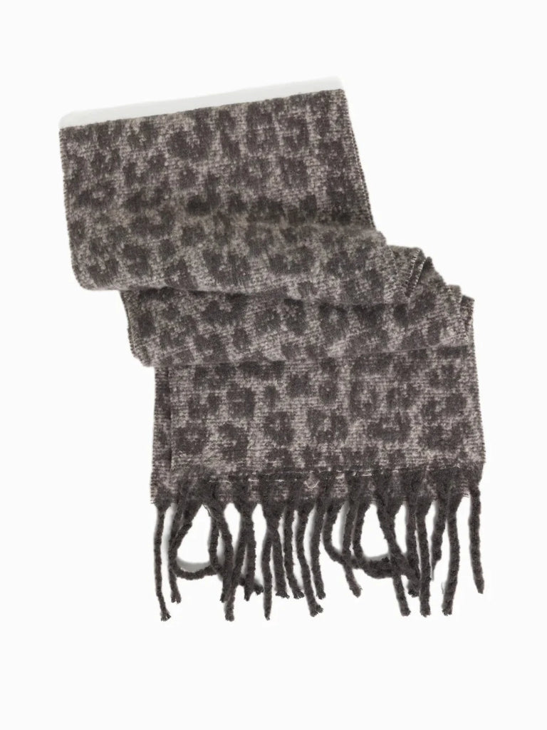 Animal Print Tassel Scarf