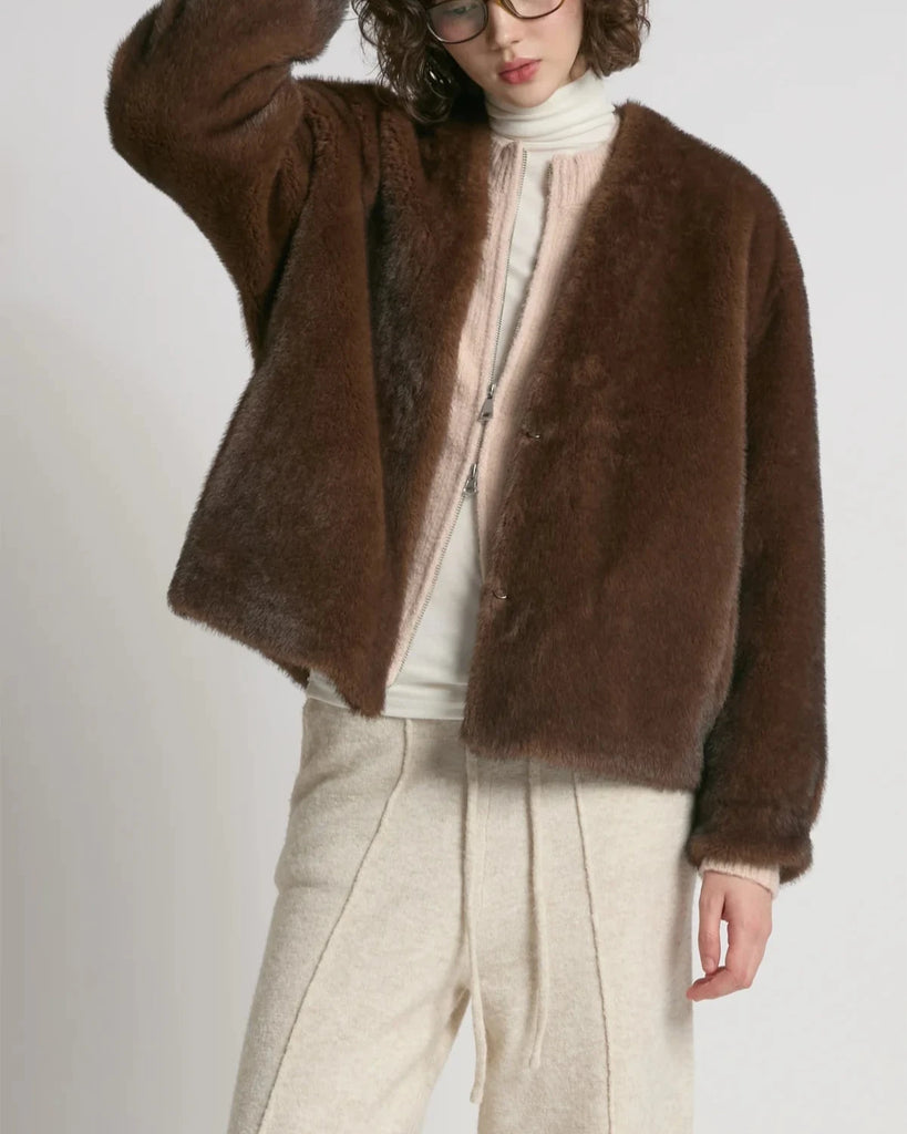 Reve Faux Fur Jacket in Espresso