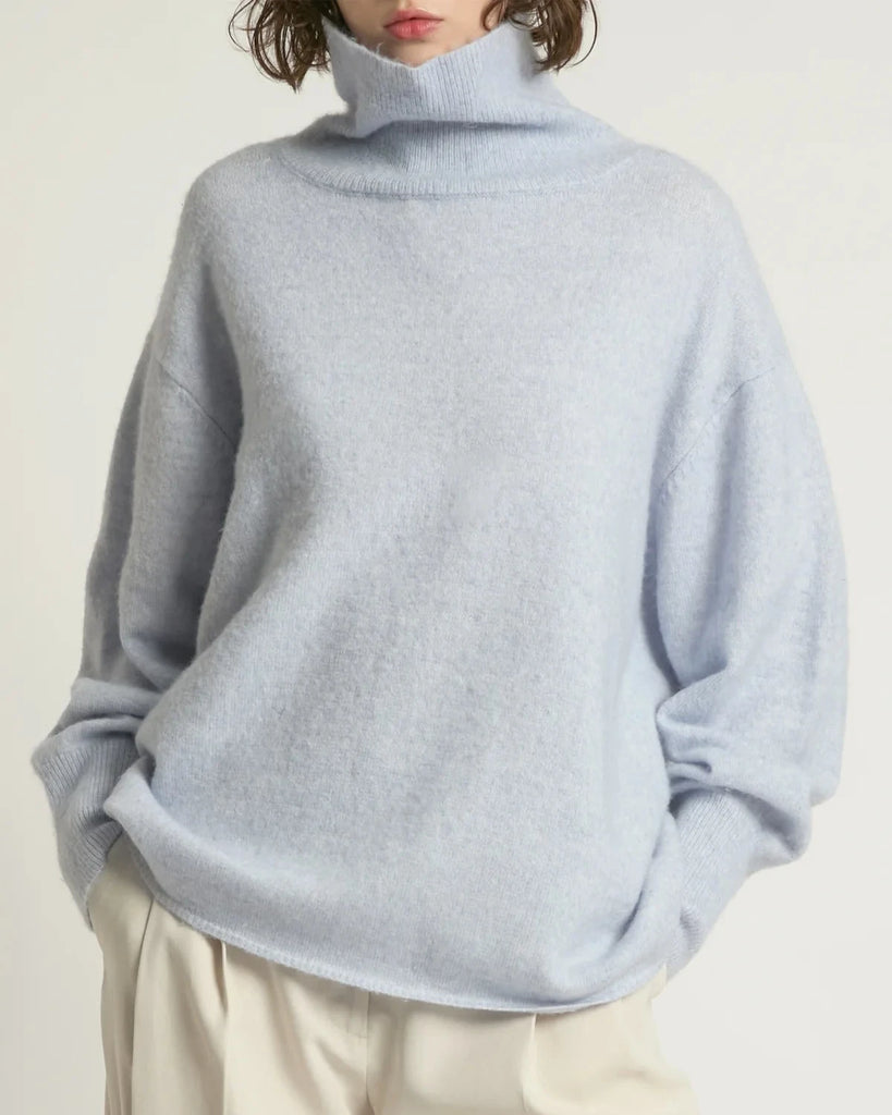 Slouchy Turtleneck in Baby Blue