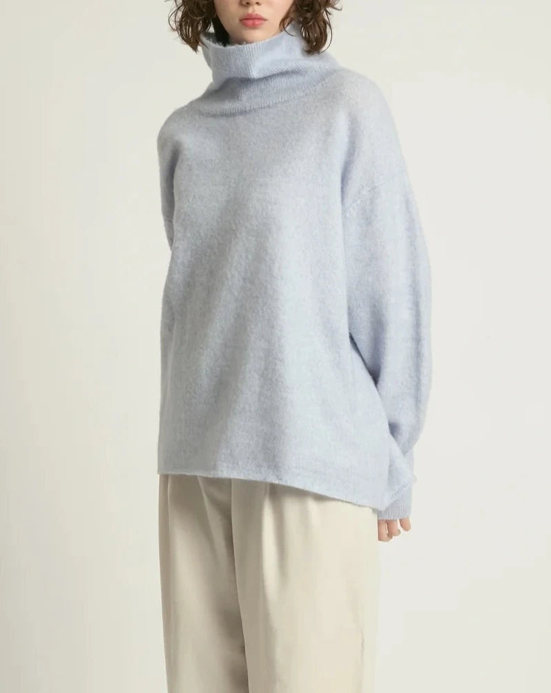 Slouchy Turtleneck in Baby Blue