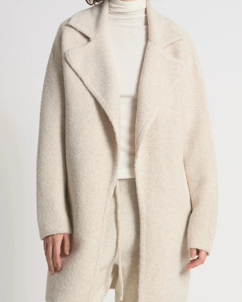 Textured Knit Coat in Beige
