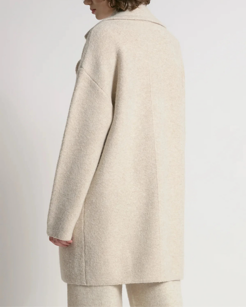 Textured Knit Coat in Beige