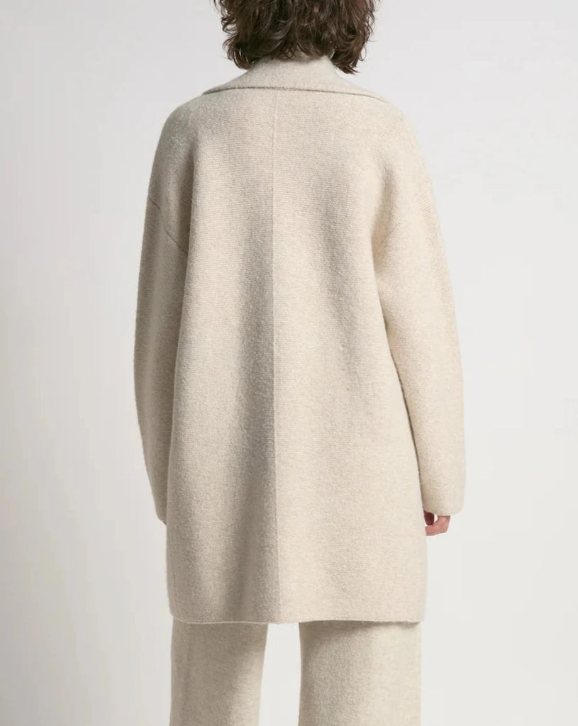 Textured Knit Coat in Beige