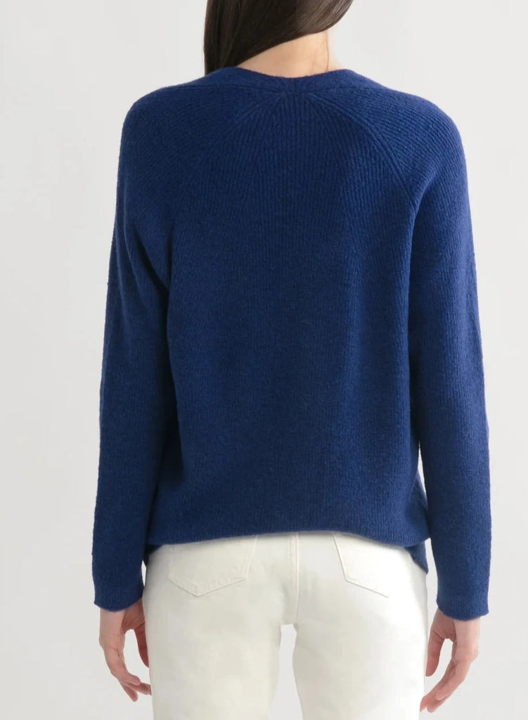 Ribbed V Neck Sweater in Royal Blue