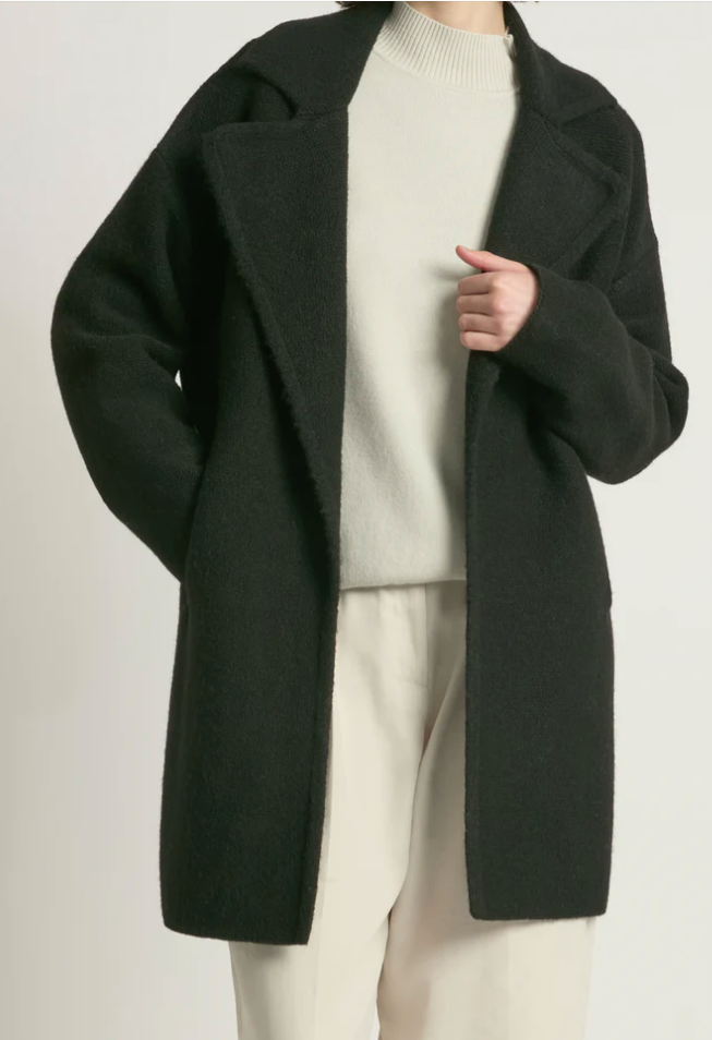 Textured Knit Coat in Black