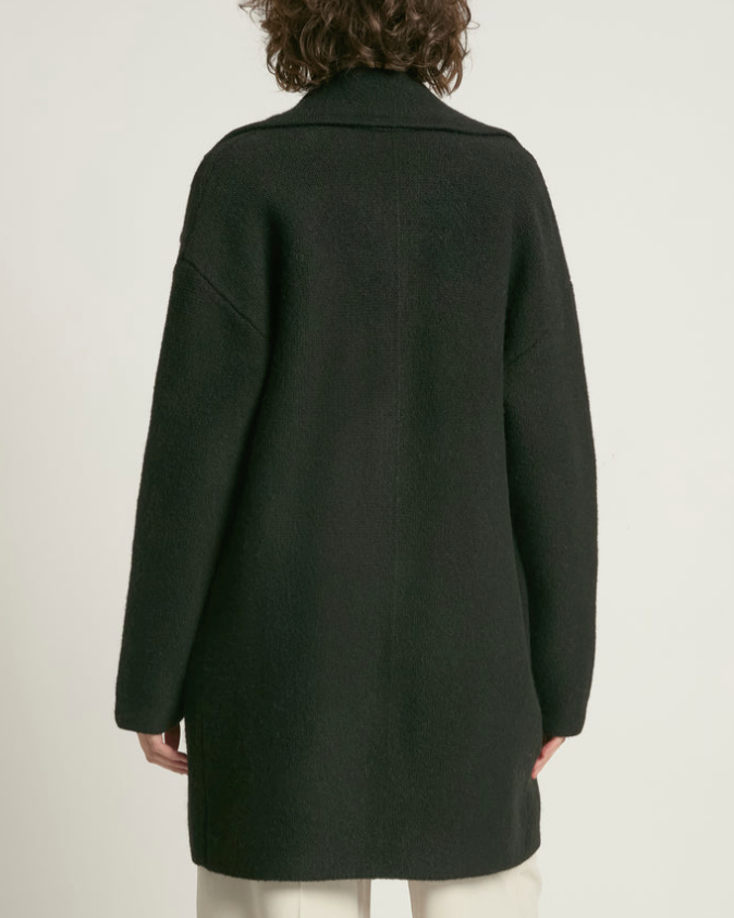 Textured Knit Coat in Black