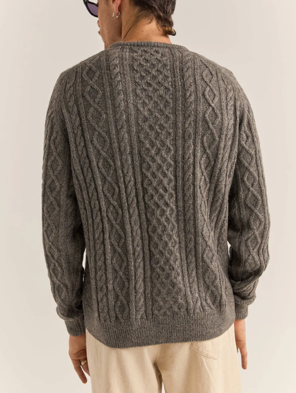 Mohair Fishermans Knit in Washed Black