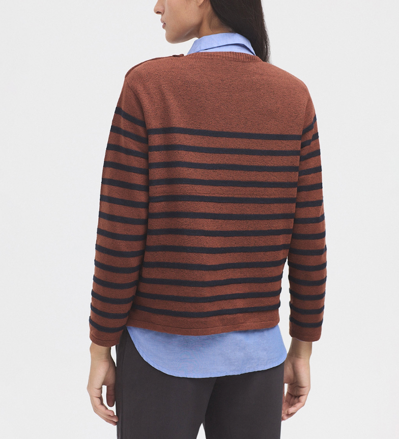 Round Neck Striped Sweater in Brown