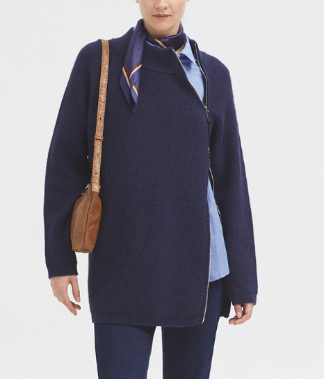 Side Zip Sweater in Navy