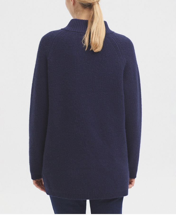 Side Zip Sweater in Navy