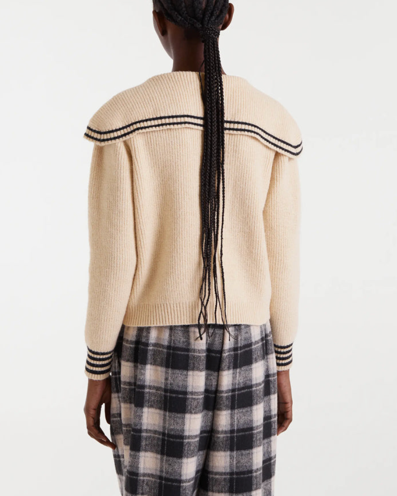 Sailor Knit Cardigan in Off White