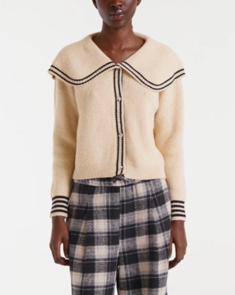 Sailor Knit Cardigan in Off White