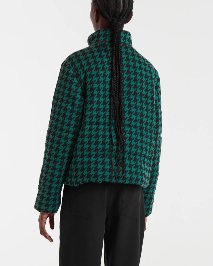 Houndstooth Coat in Black Green