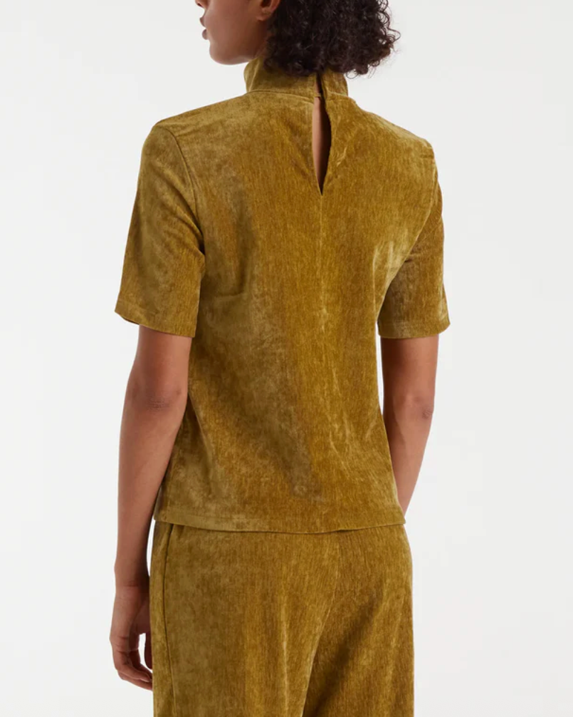 Chenille Mock Turtleneck Top in Olive