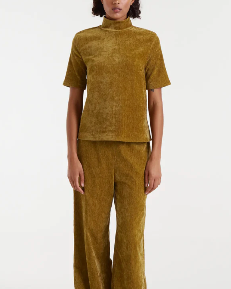 Chenille Mock Turtleneck Top in Olive