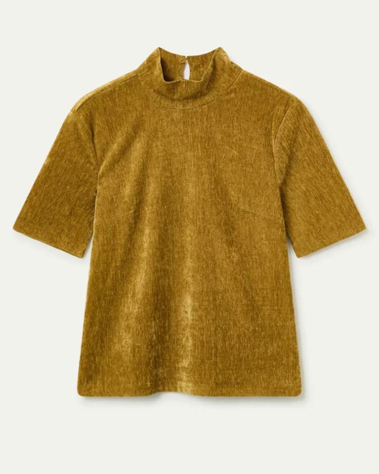 Chenille Mock Turtleneck Top in Olive