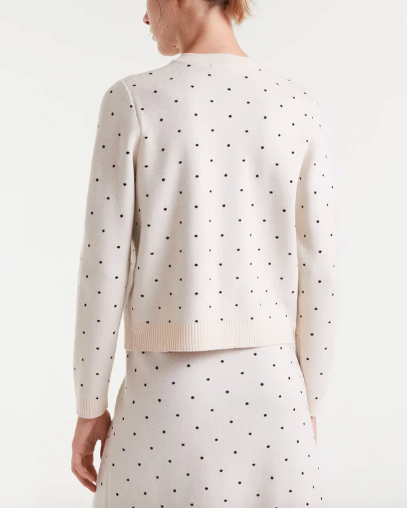 Polka Dot Cardigan in White