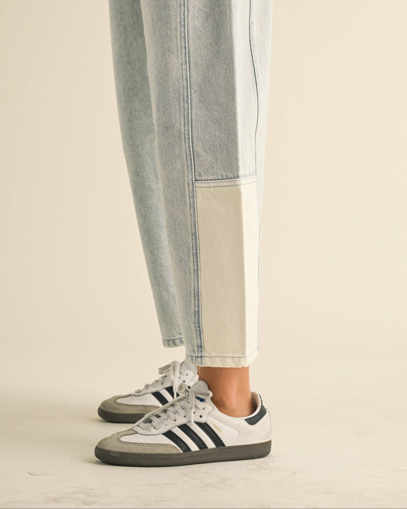 Denim Combo Barrel Pants