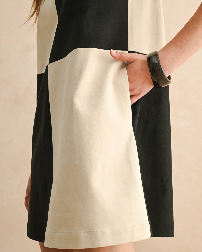 Color Block Shift Dress in Charcoal