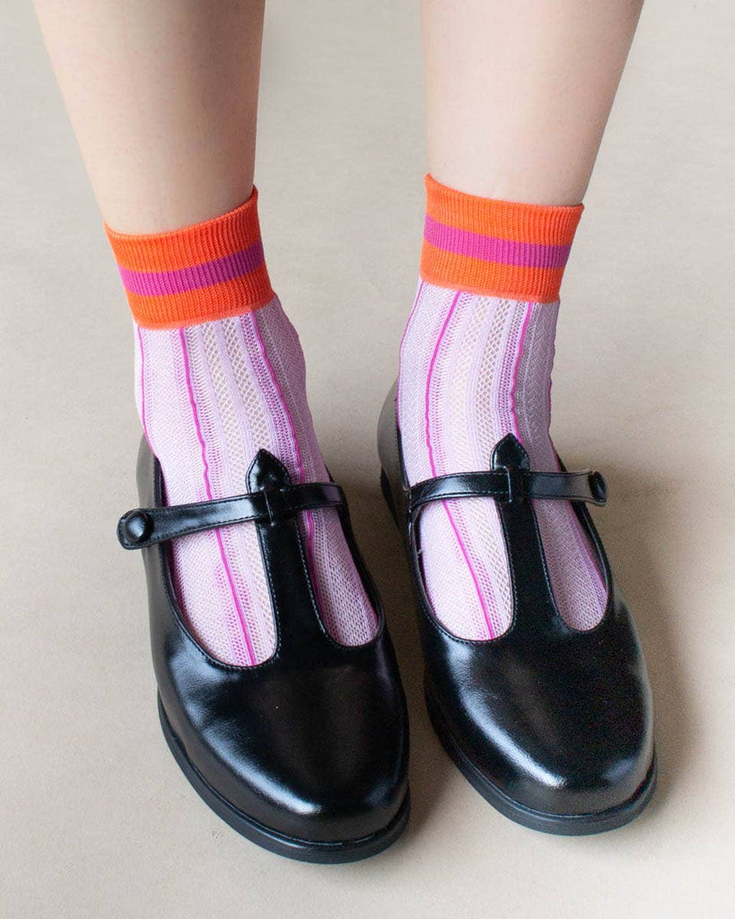 Ankle Mesh Striped Socks