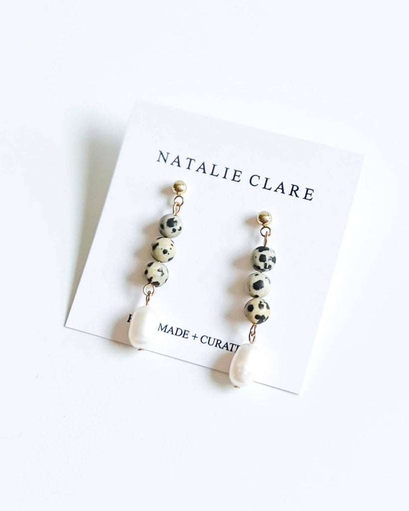 Jasper and Pearl Drop Earrings