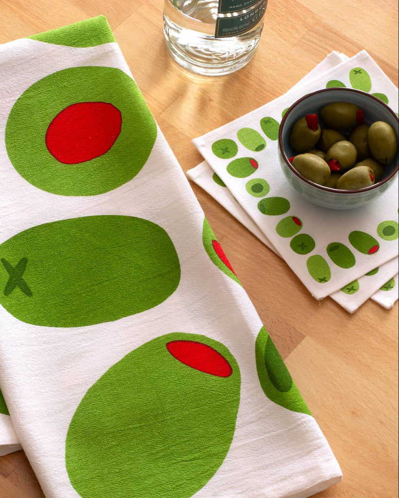 Green Olives Tea Towel