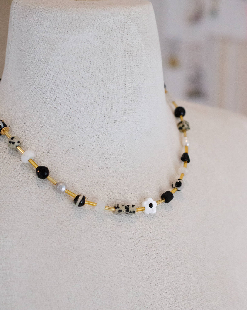 Black and White Beaded Necklace