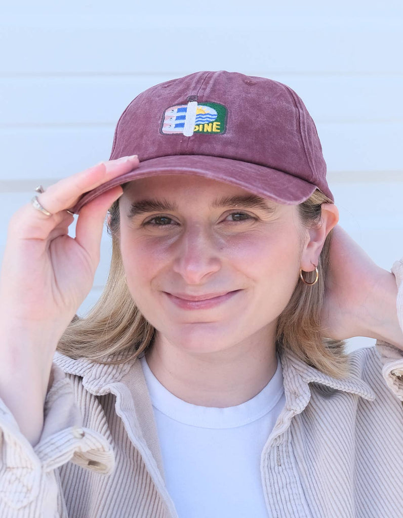 Tinned Fish Embroidered Hat in  Washed Burgundy