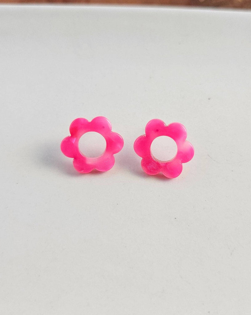 Flower Studs in Hot pink