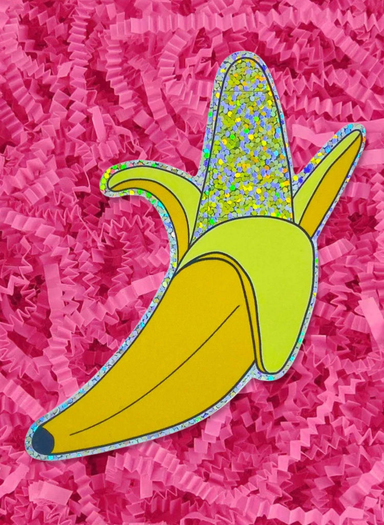 Glitter Peeled Banana Sticker