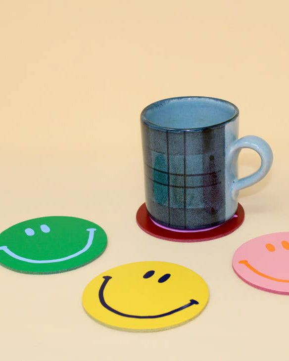 Leather Coaster Set in Smile
