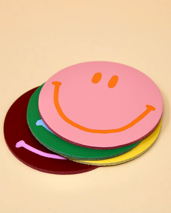 Leather Coaster Set in Smile