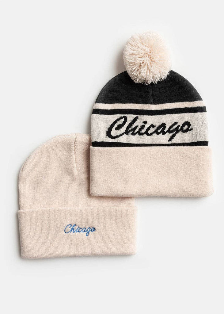 Black Script Chicago Beanie