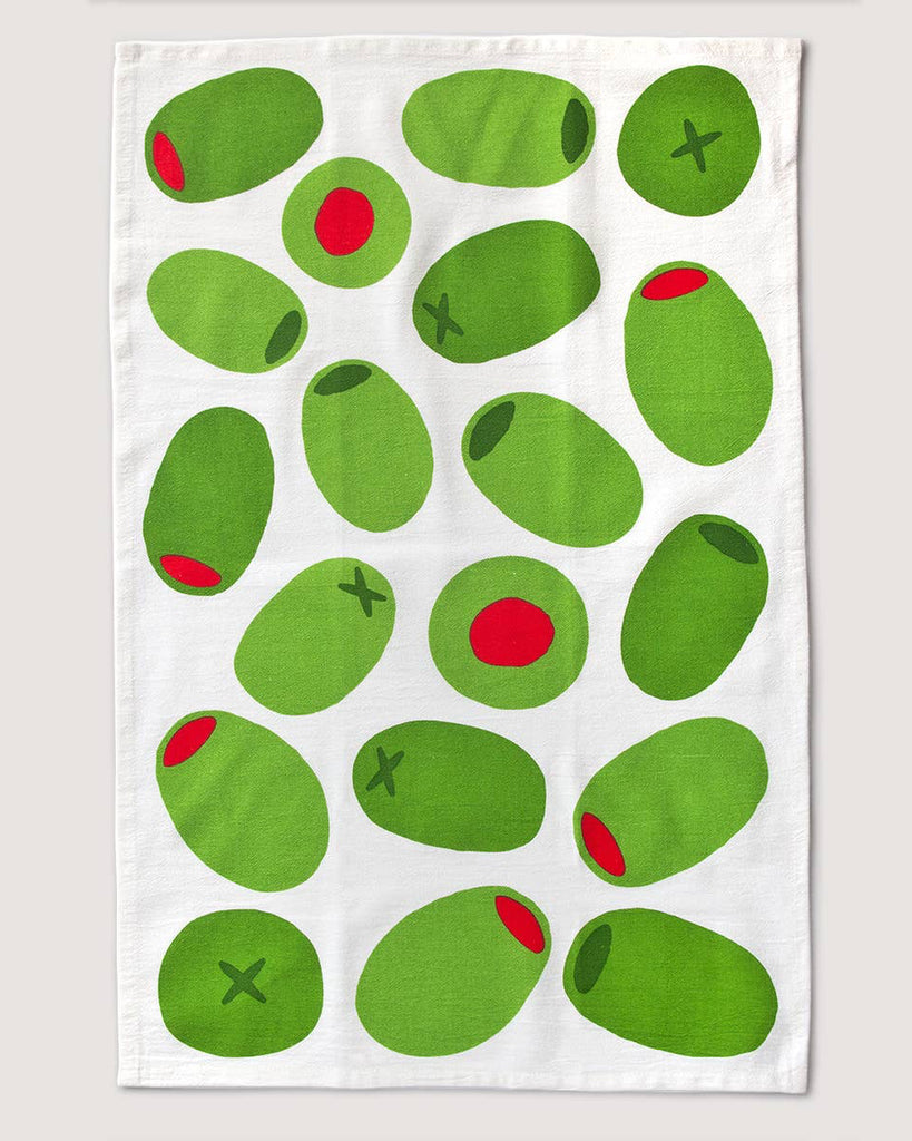 Green Olives Tea Towel